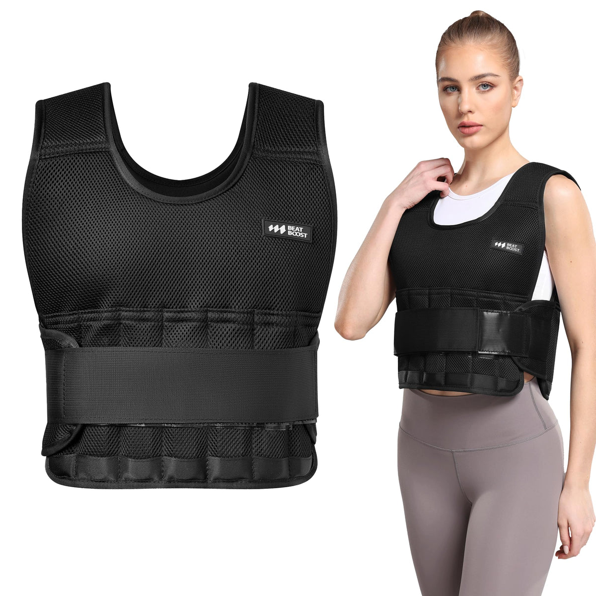 Beatboost Weighted Vest Men,20lb/30lb/40lb/50lb/60lb Adjustable Weight Vest