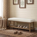 Zihanhome Entryway Shoe Bench, End of Bed Bench,Upholstered Bench(Beige)