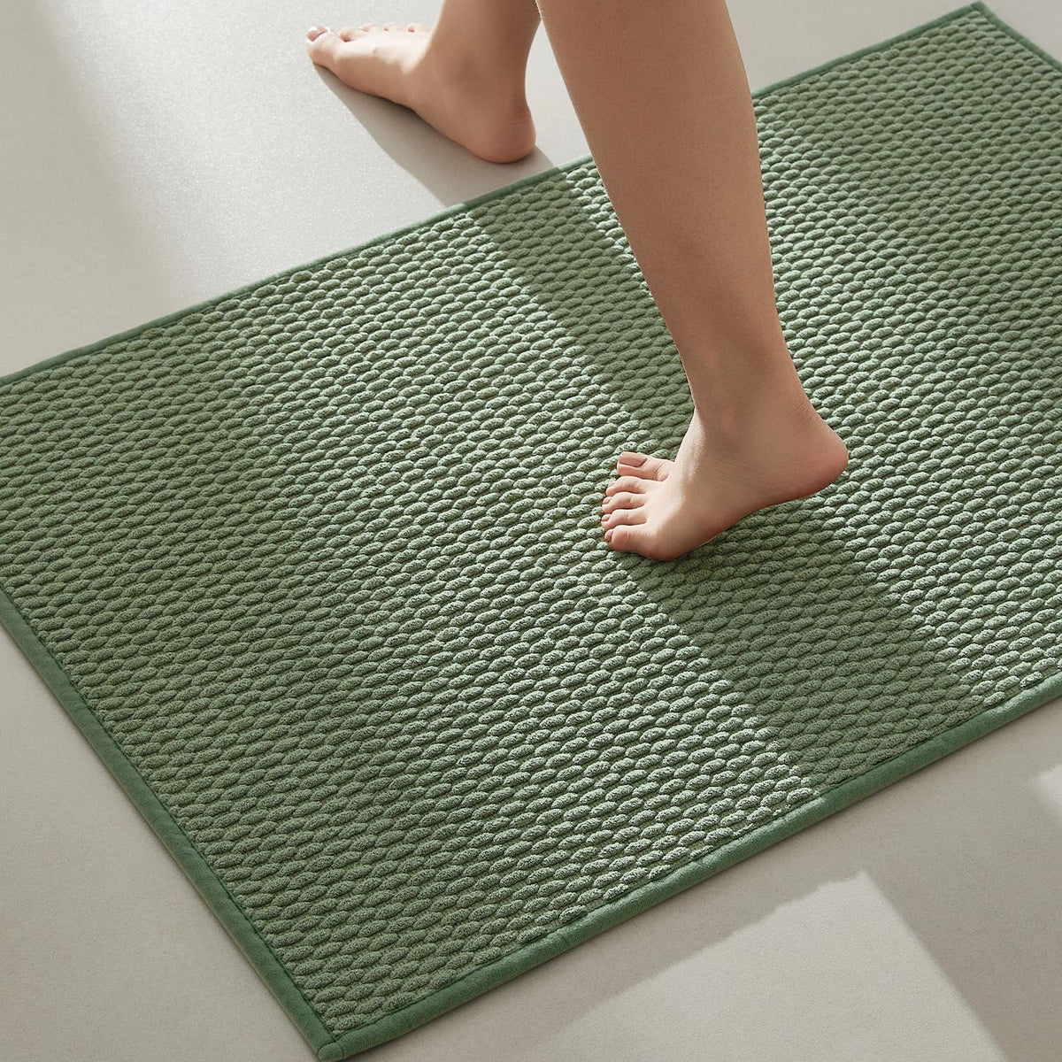 TYUU Bathroom Runner Rugs, Long Bath Mat Runner Washable Thin Quick Dry Low Pile Bathroom Runner Rugs Non Slip, Beige 24"x70"