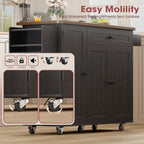 GRUSIGN 41.7" Rolling Kitchen Island Cart with Drop Leaf Storage, Black