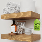 Solid Wood Floating Shelves for Wall 36 Inches Long, Walnut Wooden Shelf
