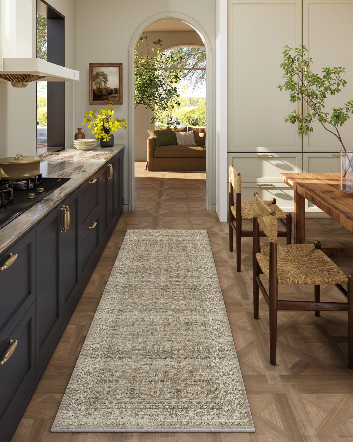 Washable Area Rugs for Living Room: 9x12 Bedroom Rug Boho Vintage Area Rug Stain Resistant Non Slip Low Pile Lightweight Soft Carpets for Dining Room Kitchen Nursery Kids Room Playroom Home Office