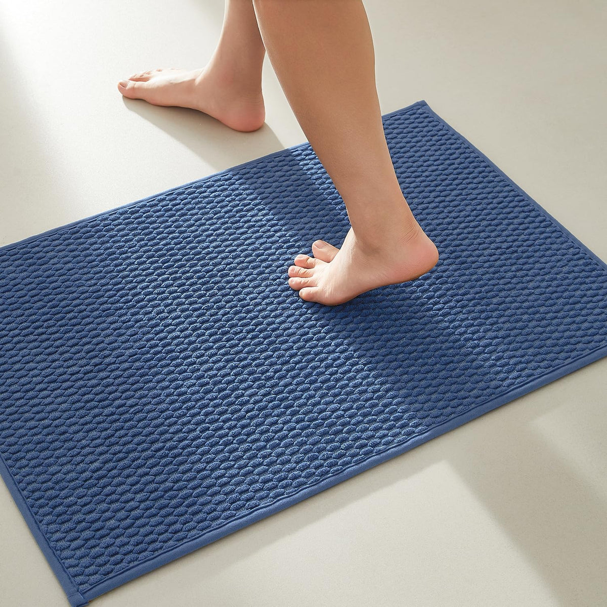 TYUU Bathroom Runner Rugs, Long Bath Mat Runner Washable Thin Quick Dry Low Pile Bathroom Runner Rugs Non Slip, Beige 24"x70"