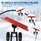 Snow Shovel with Wheels, 29" W x 16.54" H, Double Rod, Red