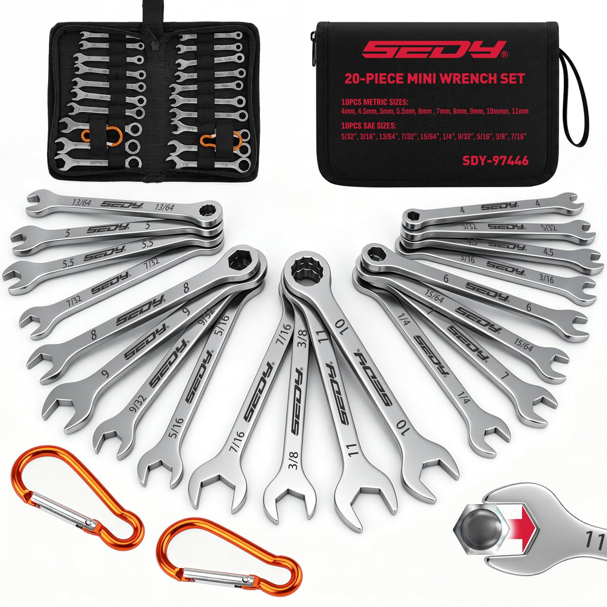 Premium 24-Piece Flex-Head Ratcheting Wrench Set, Metric(8–19mm)& SAE(1/4-7/8") Combination Wrenches, 72-Tooth CR-V Steel with Durable Black Finish, Ratchet Spanners with Roll-Up Tool Pouch for Repair