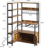 IRONCK Corner Bakers Rack with Outlet, 6-Tier Coffee Bar Cabinet 40.9"