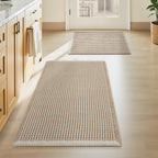 Upgraded Waffle Bath Mat Set of 2 Absorbent Bathroom Mat 18"x30" + 24"x48"