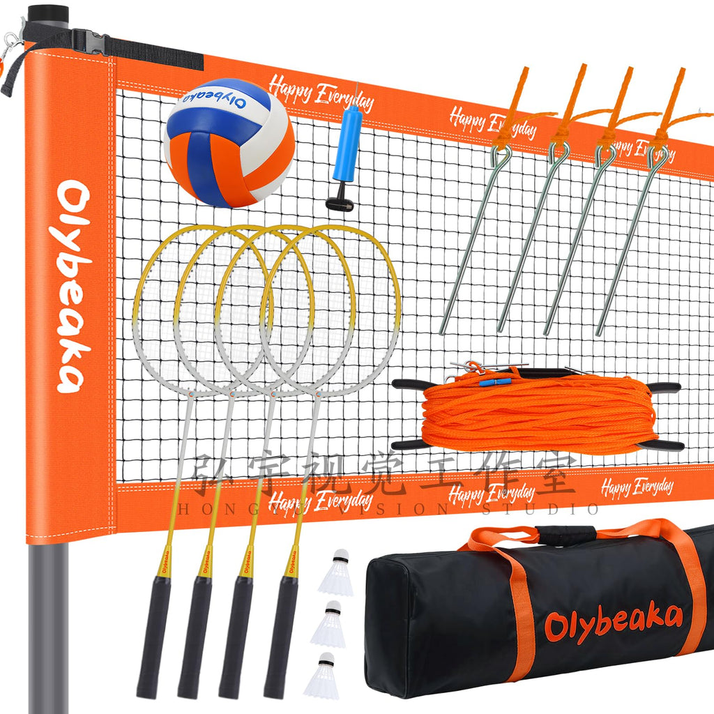 32FT Badminton Volleyball Combo Net Set System for Backyard Lawn Beach