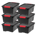 IRIS USA 6-Pack 54 Quart Storage Bins with Lids, Black