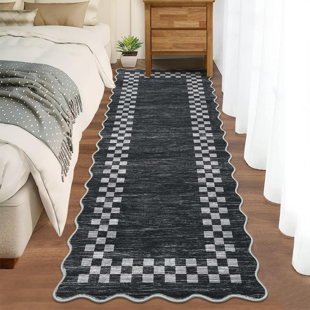 GarveeHome 5x7 Washable Area Rug Checkered Rug for Bedroom Living Room
