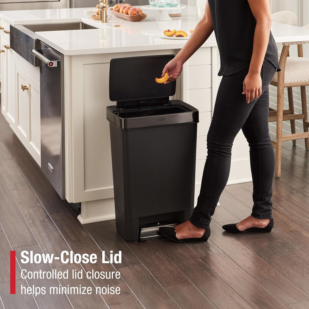 Rubbermaid Premier Series IV Step-On Trash Can, Charcoal, 13-Gallon