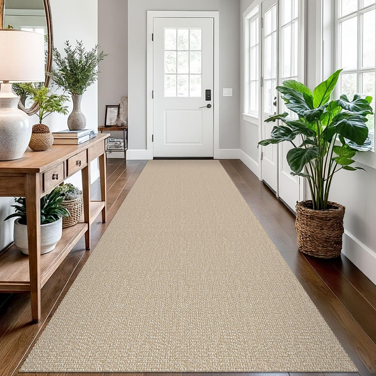 EARTHALL Washable Area Rug, Non Slip Living Room Rug, 5x7 Ft, Sand/Beige