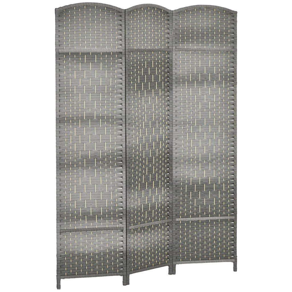 HOMCOM 3 Panel Room Divider 6 Ft Privacy Screen Hand-Woven Washed Oak