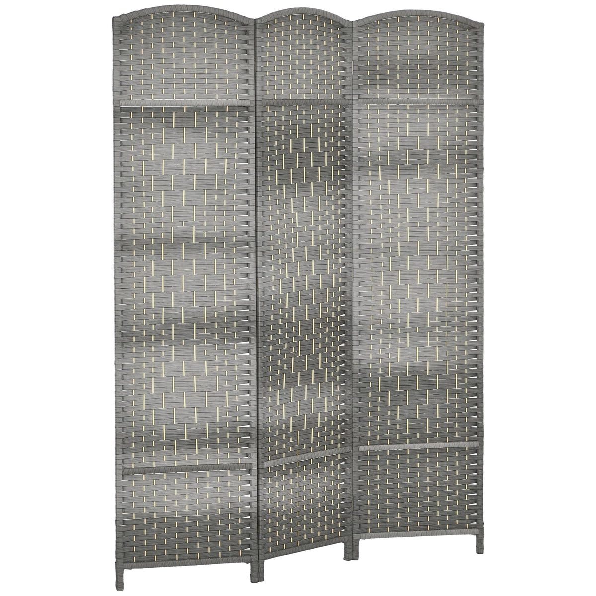 HOMCOM 3 Panel Room Divider 6 Ft Privacy Screen Hand-Woven Washed Oak