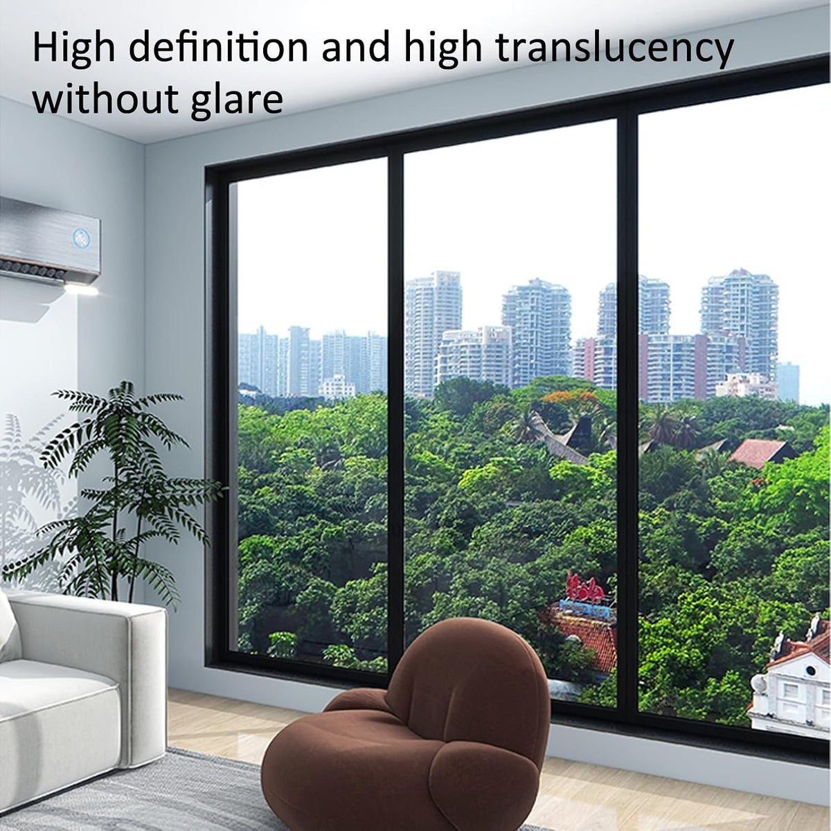 Mirror Window Tint Film, One Way Window Film Privacy, Static Cling Window Tint, Heat Daytime Privacy Film for Glass Windows, UV Reflective Anti Glare Film Clear, Sun Blocker, No Glue Static Cling(90*5