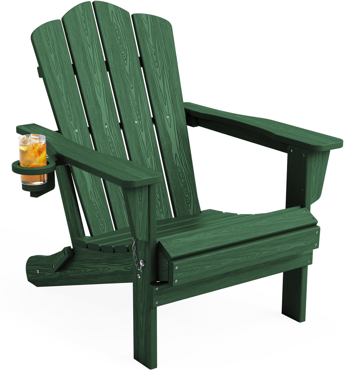 KINGYES Folding Adirondack Chair Set of 4 with Cup Holder, Navy