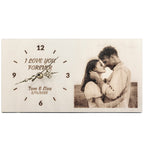 Large Personalized Wooden Clock - Customizable with Photos and Text, Battery Operated