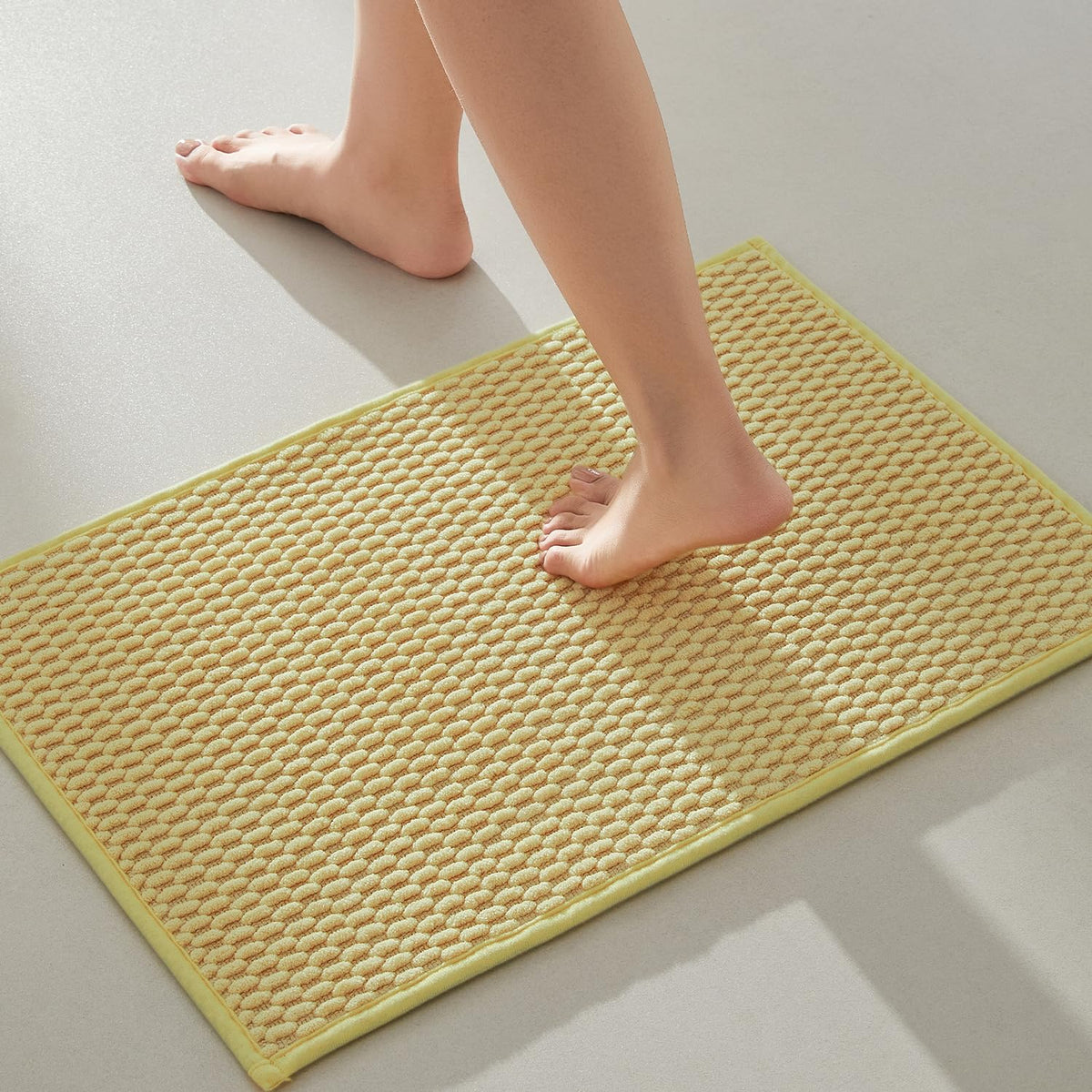 TYUU Bathroom Runner Rugs, Long Bath Mat Runner Washable Thin Quick Dry Low Pile Bathroom Runner Rugs Non Slip, Beige 24"x70"