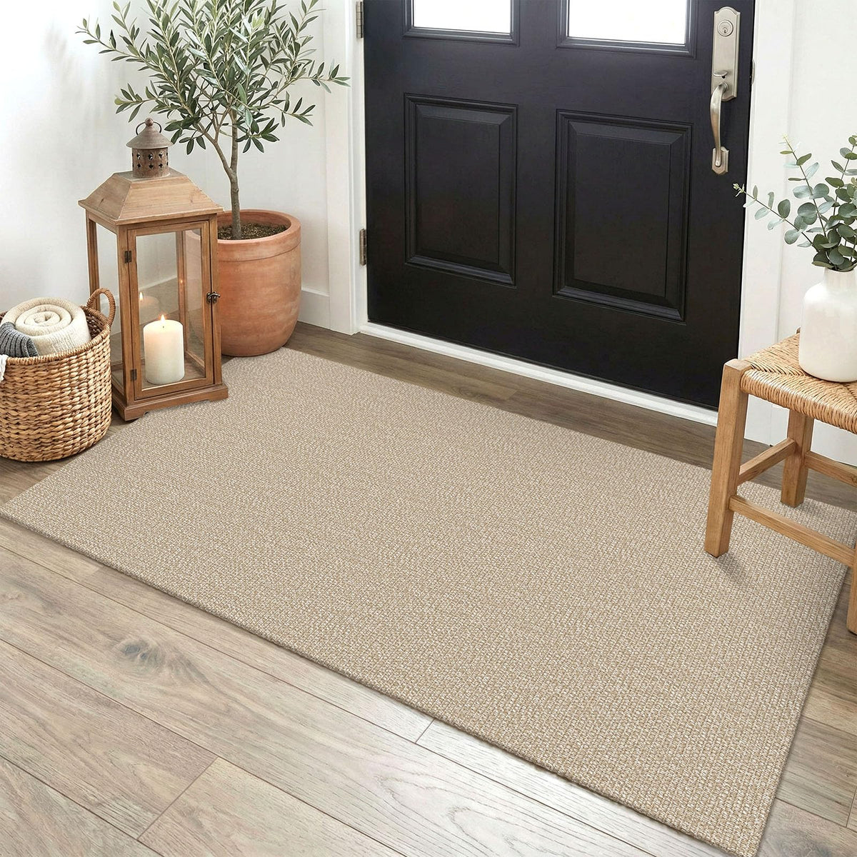 EARTHALL Washable Area Rug, Non Slip Living Room Rug, 5x7 Ft, Sand/Beige