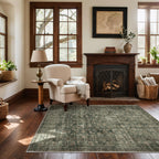 Washable Area Rugs for Living Room: 9x12 Bedroom Rug Boho Vintage Area Rug Stain Resistant Non Slip Low Pile Lightweight Soft Carpets for Dining Room Kitchen Nursery Kids Room Playroom Home Office
