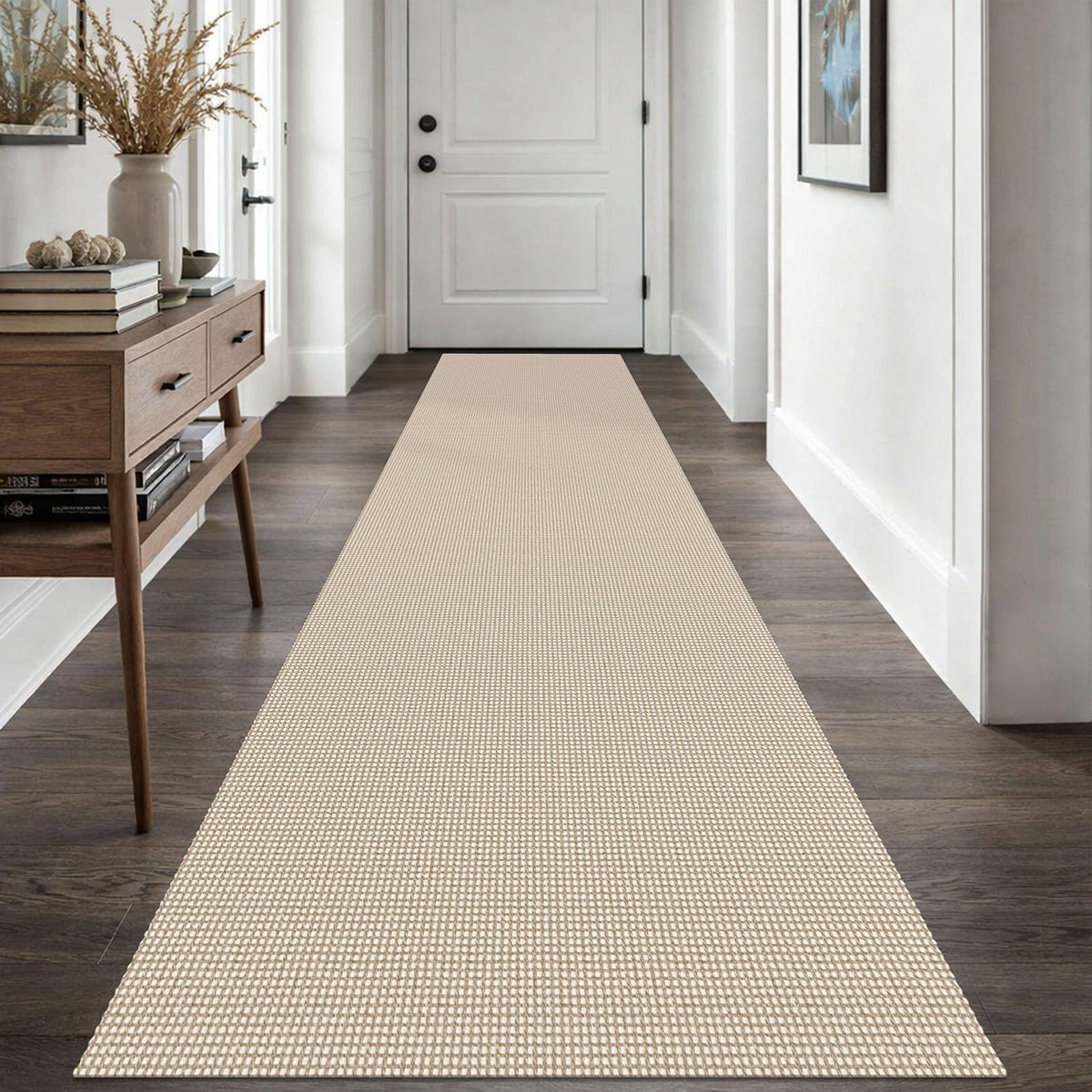 EARTHALL Woven Area Rugs 6x9 Ft Washable Living Room Rugs Non Slip Rubber Backed Dining Room Rug Braided Bedroom Rugs Indoor Floor Carpet for Living Room, Bedroom, Dining Room, Beige/Ivory