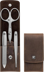 ZWILLING Beauty TWINOX 4-pc Manicure Set with Brown Leather Case