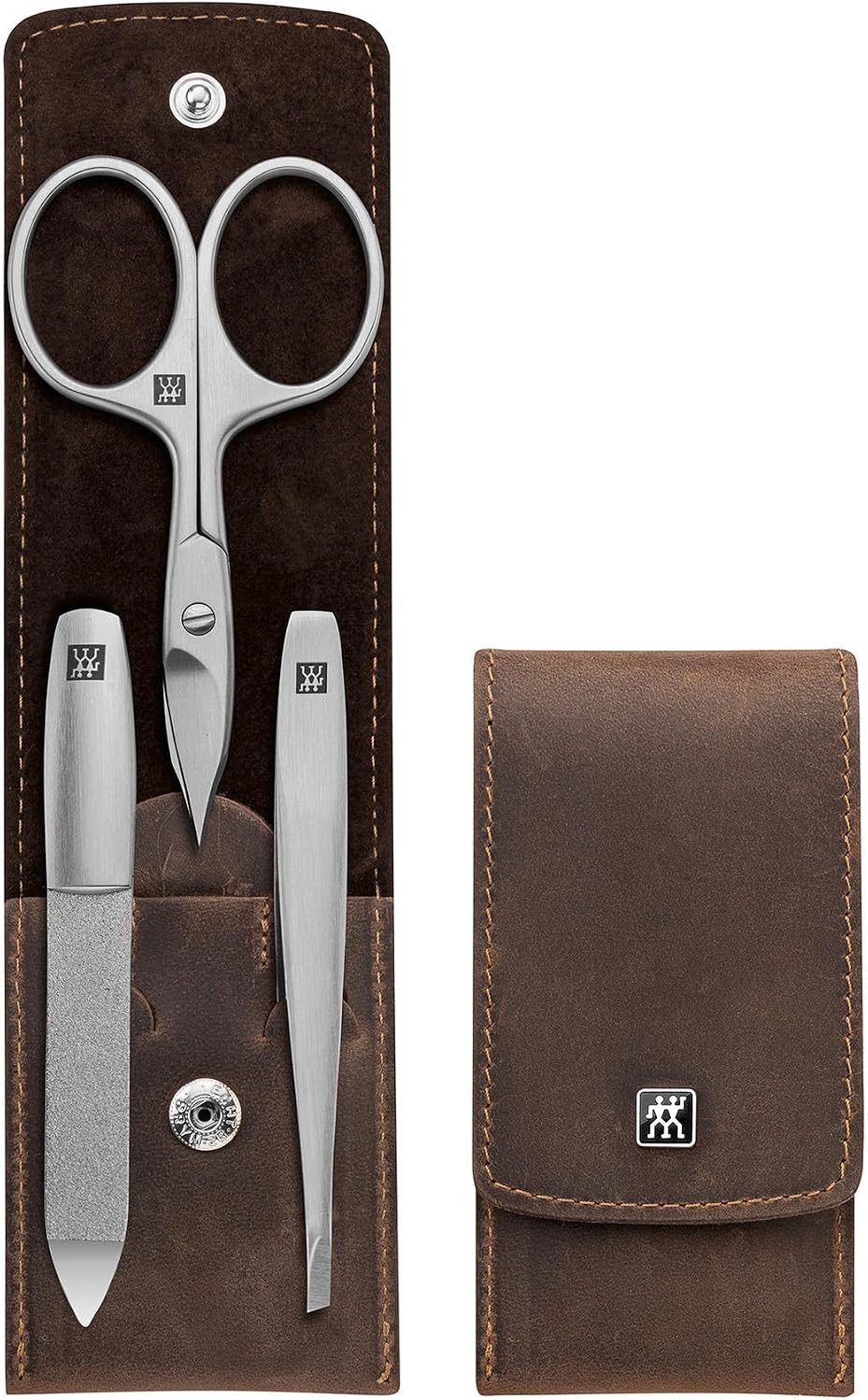ZWILLING Beauty TWINOX 4-pc Manicure Set with Brown Leather Case