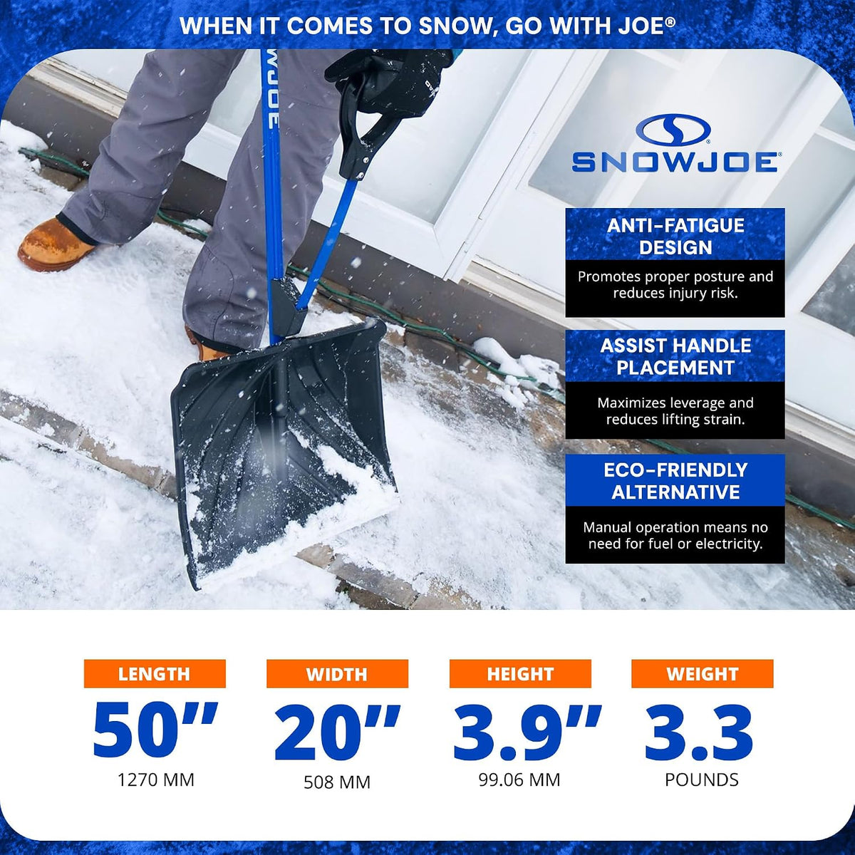 Snow Joe 2 Pack Shovelution Snow Shovel with Spring-Assist Handle,SJ-SHLV20
