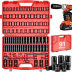 VEVOR 91-Piece 1/2" Drive Impact Socket Set, Deep & Shallow Kit