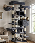 Hey-brother Cat Tree, Multi-Level Tower with 3 Condos, Hairbrush, MPJ035-MG