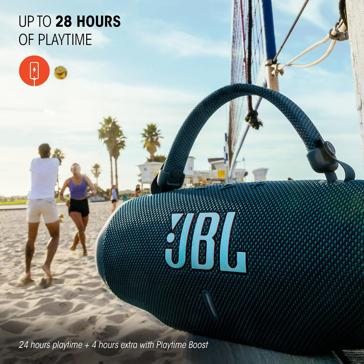 JBL Charge 6 Portable Waterproof Speaker with Powerbank and Strap - Black (Renewed)