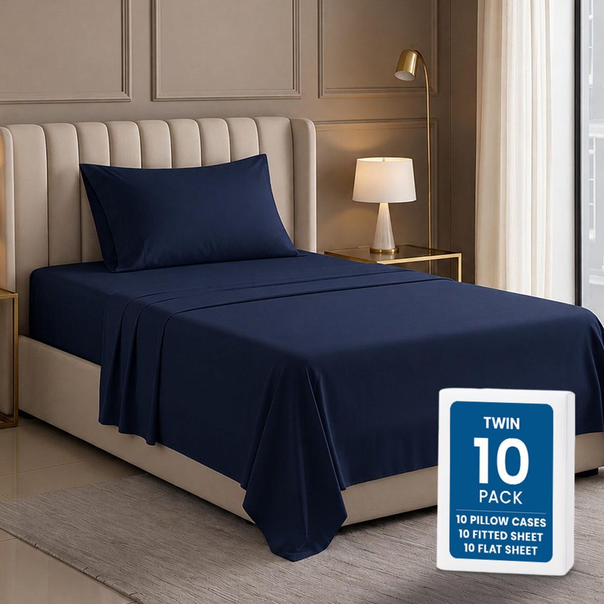 Bulk 8-Pack King Sheet Set, 4pc Set For Hotel, Resort & Motel, White