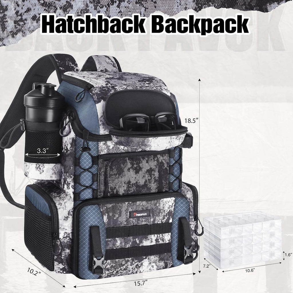 Piscifun Fishing Tackle Backpack, 42L Rod & Box Carrier, Waterproof