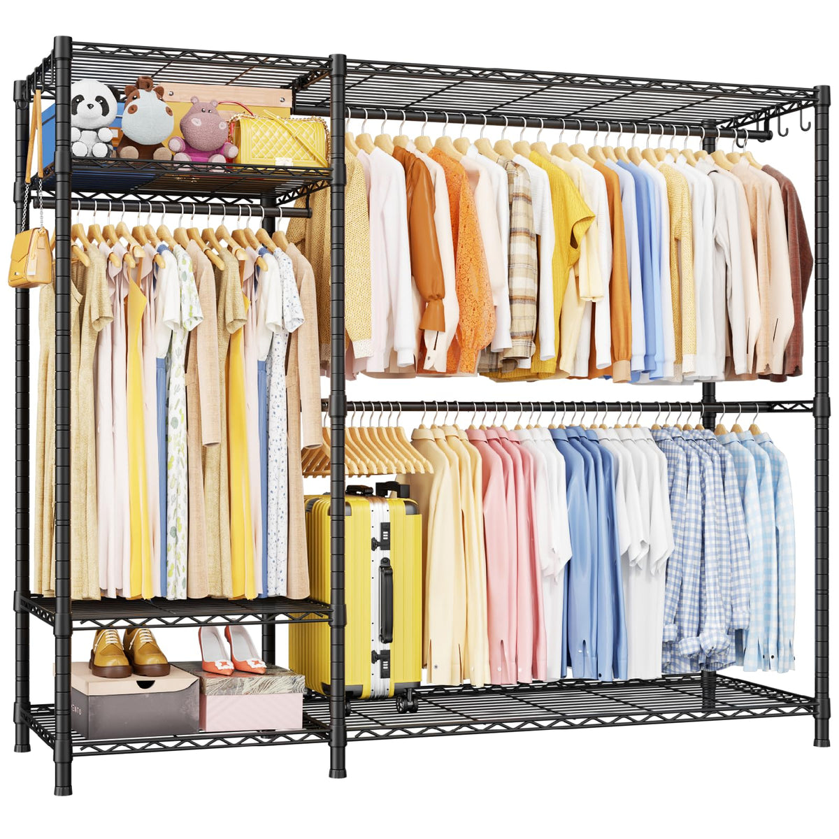 Ulif F7 Clothes Rack Heavy Duty, Clothing Racks for Hanging Clothes, Black