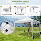 10x10 Pop Up Canopy Tent with Sidewalls, Portable Shelter,White