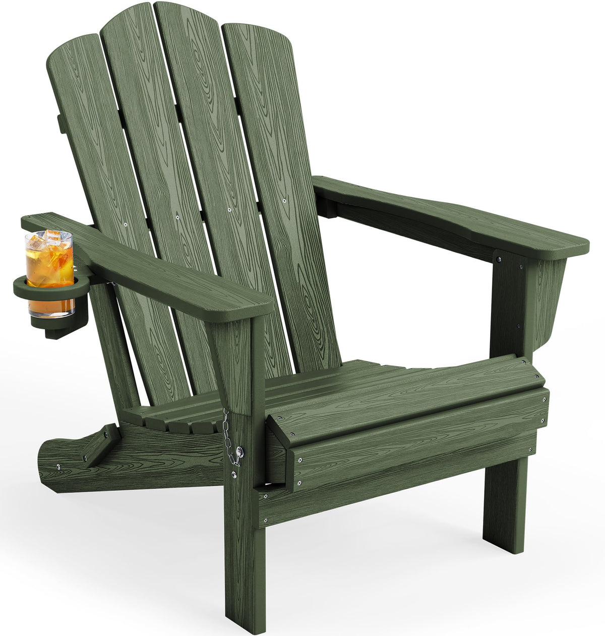 KINGYES Folding Adirondack Chair Set of 4 with Cup Holder, Navy