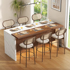 63" Large Imitation Marble Dining Table for 4-6 People, with LED Lights