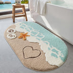 LUMI Beach Bathroom Rug Oval Soft Microfiber Absorbent Bath Mat 30x60