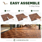 Acacia Interlocking Deck Tiles, 27 PCS Wood Flooring, 12 Slats, Walnut