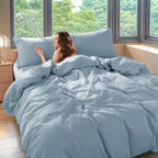 Shilucheng 100% Linen King Duvet Cover Set, Linen