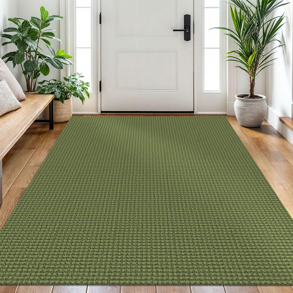 EARTHALL Woven Area Rugs 6x9 Ft Washable Living Room Rugs Non Slip Rubber Backed Dining Room Rug Braided Bedroom Rugs Indoor Floor Carpet for Living Room, Bedroom, Dining Room, Beige/Ivory