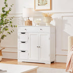 Topeakmart Freestanding Bathroom Storage Cabinet, 4 Drawers & 2 Doors White