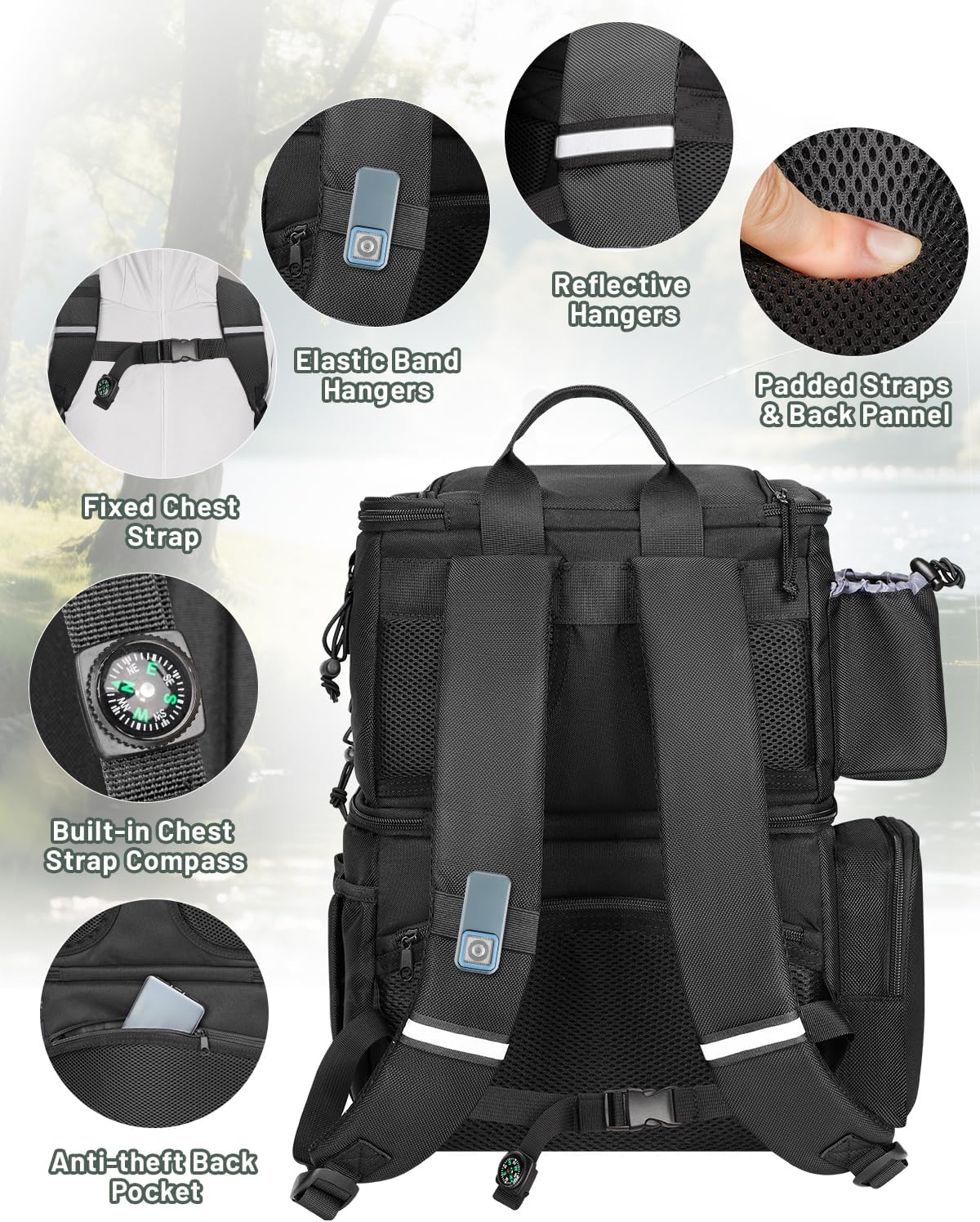 MATEIN Fishing Backpack with 4 Tackle Boxes, Fishing Bag with Rod Holder