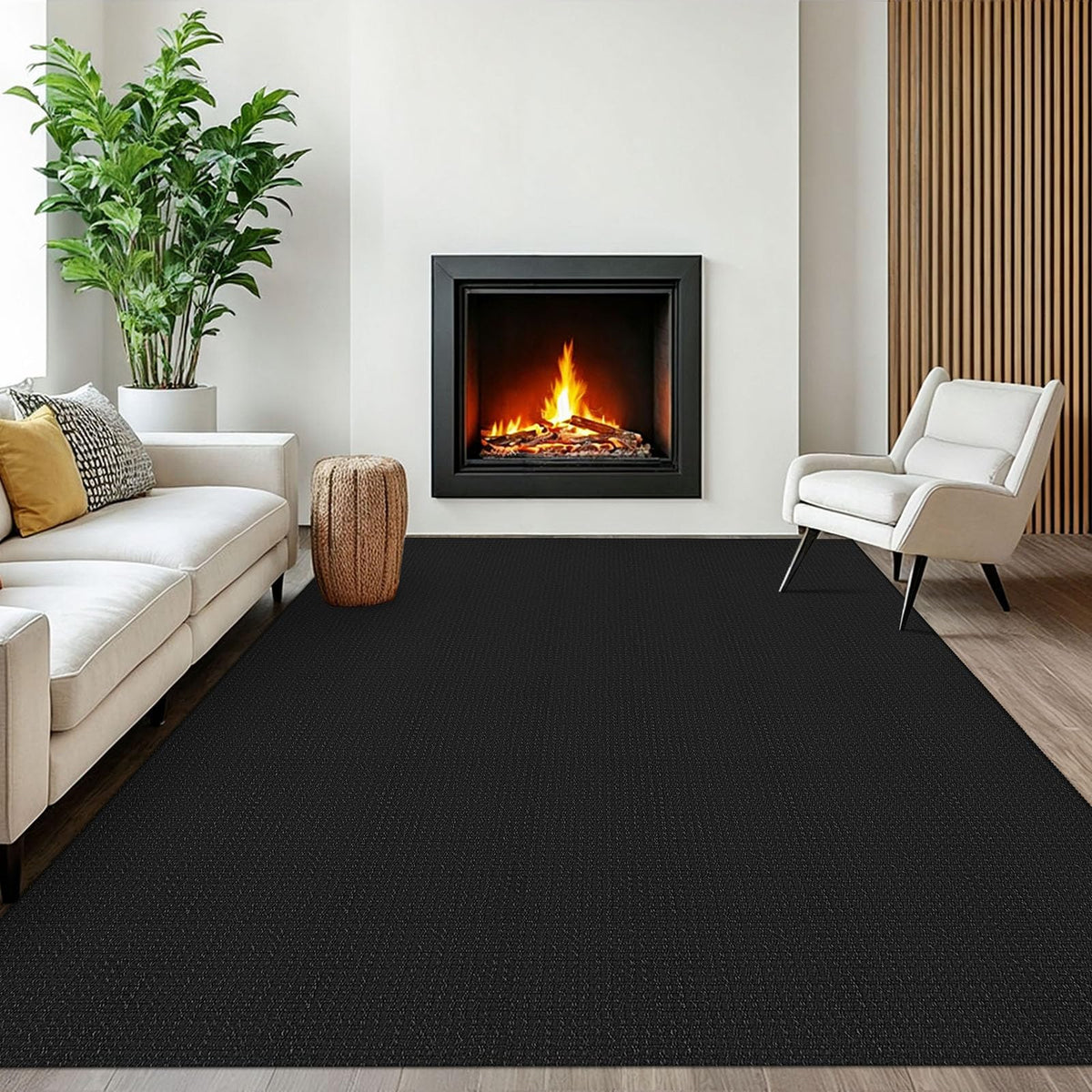 EARTHALL Woven Area Rugs 6x9 Ft Washable Living Room Rugs Non Slip Rubber Backed Dining Room Rug Braided Bedroom Rugs Indoor Floor Carpet for Living Room, Bedroom, Dining Room, Beige/Ivory