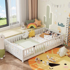 Gizoon Twin Montessori Floor Bed for Toddlers Floor Bed Frame, White
