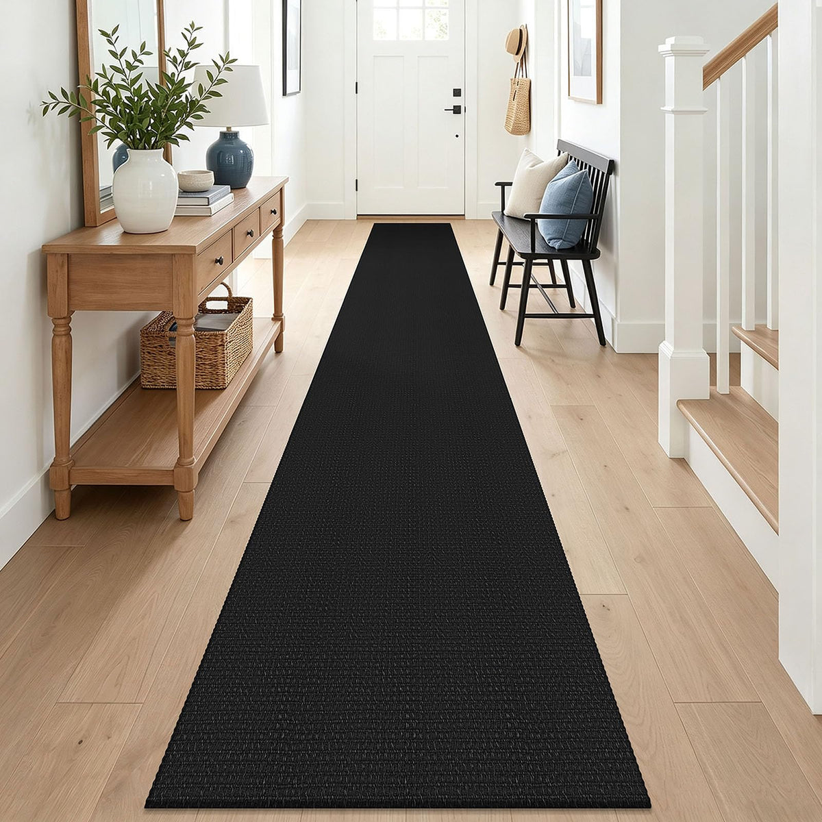 EARTHALL Woven Area Rugs 6x9 Ft Washable Living Room Rugs Non Slip Rubber Backed Dining Room Rug Braided Bedroom Rugs Indoor Floor Carpet for Living Room, Bedroom, Dining Room, Beige/Ivory