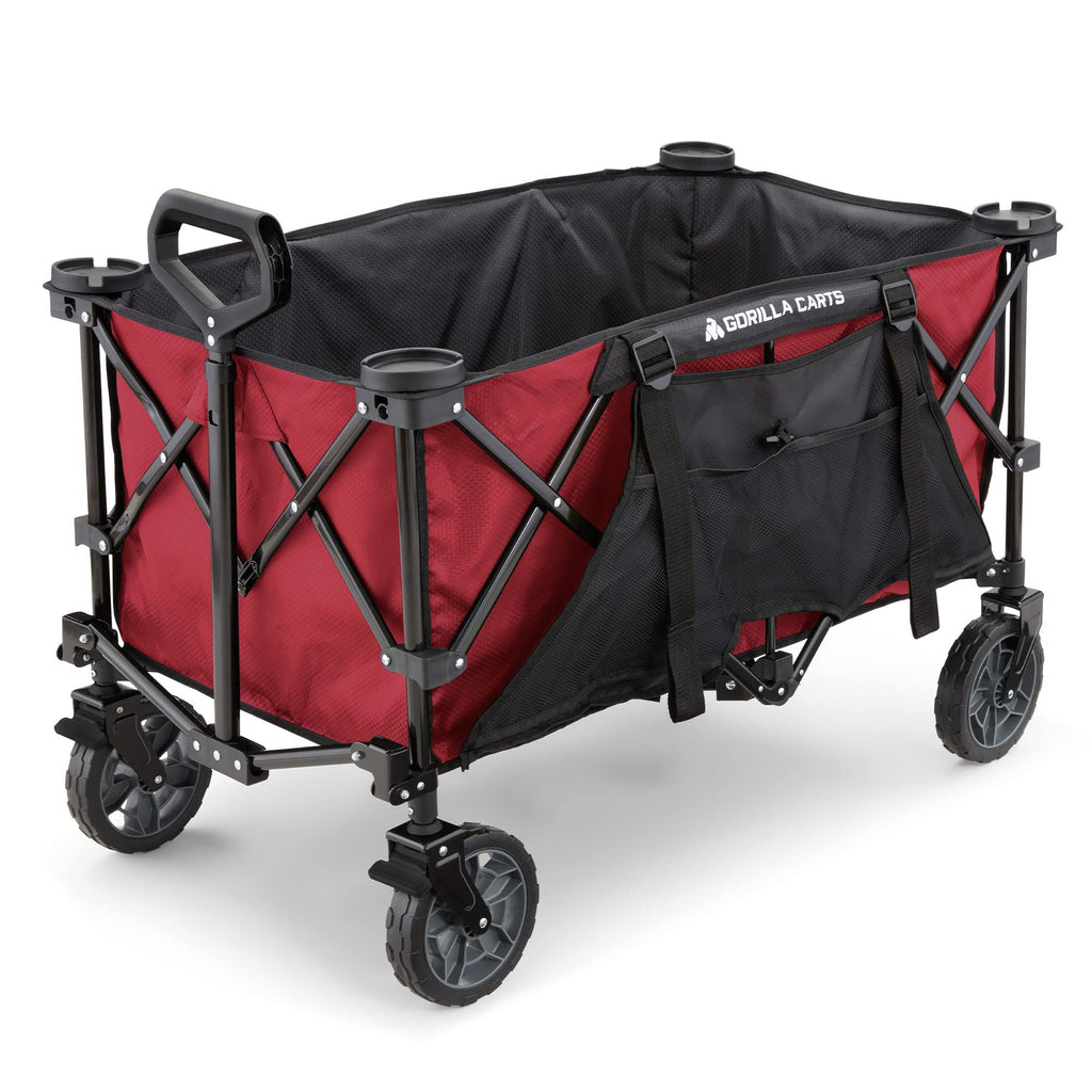 Gorilla Carts Collapsible Folding Outdoor Utility Wagon, 7 Cu Ft, Black