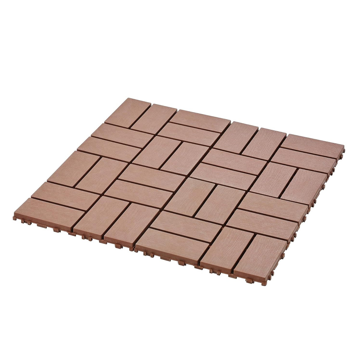 Deck Tiles for Outdoor, Plastic Outdoor Flooring Tiles, Kitchen Non Slip Polypropylene Interlocking Flooring Tile Waterproof for Balcony and Patio, 44 Pack, 12"x12" Square, All Weather Use, Brown
