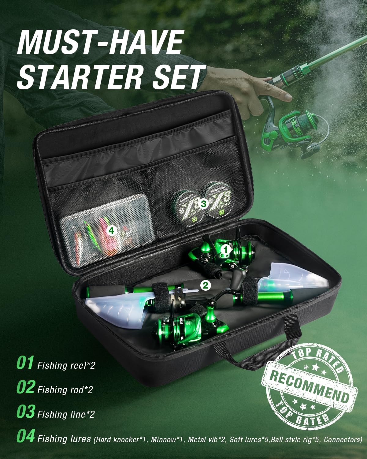 Ghosthorn Telescopic Fishing Rod and Reel Combo,Spinning Travel Kit