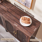 IFGET 34" Tall Modern Arched Sideboard Buffet Cabinet with Storage, Brown